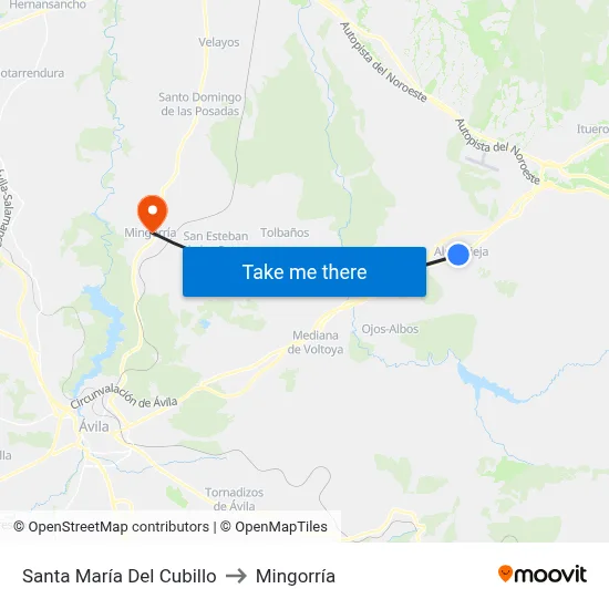 Santa María Del Cubillo to Mingorría map