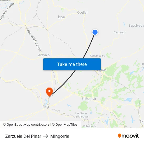 Zarzuela Del Pinar to Mingorría map