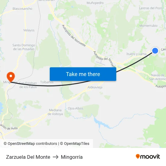 Zarzuela Del Monte to Mingorría map