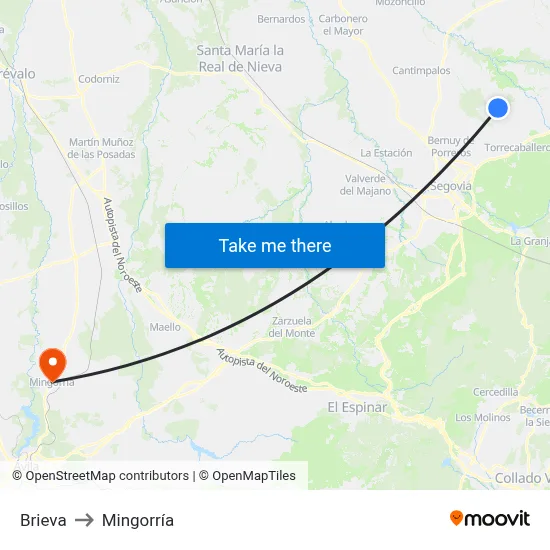 Brieva to Mingorría map