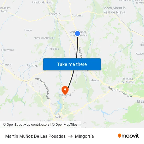 Martín Muñoz De Las Posadas to Mingorría map