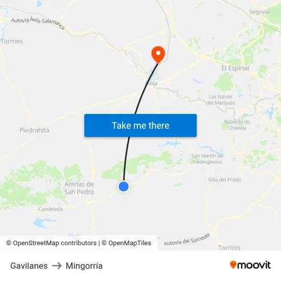 Gavilanes to Mingorría map
