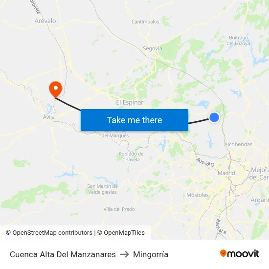 Cuenca Alta Del Manzanares to Mingorría map