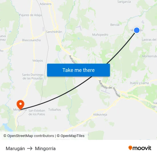 Marugán to Mingorría map