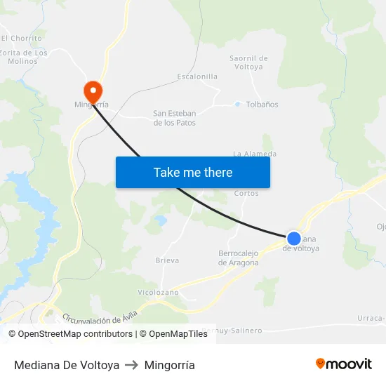 Mediana De Voltoya to Mingorría map