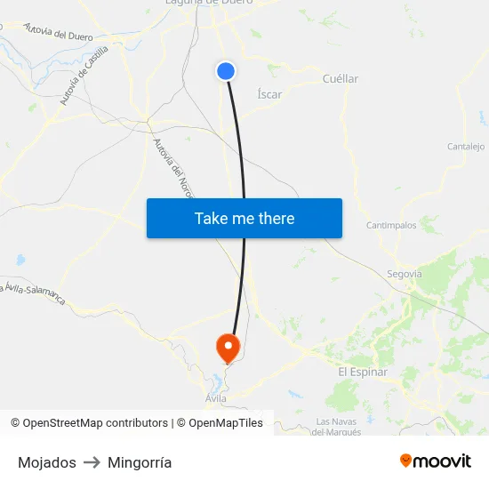 Mojados to Mingorría map