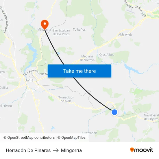 Herradón De Pinares to Mingorría map