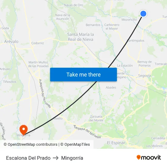 Escalona Del Prado to Mingorría map