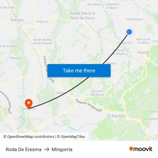Roda De Eresma to Mingorría map