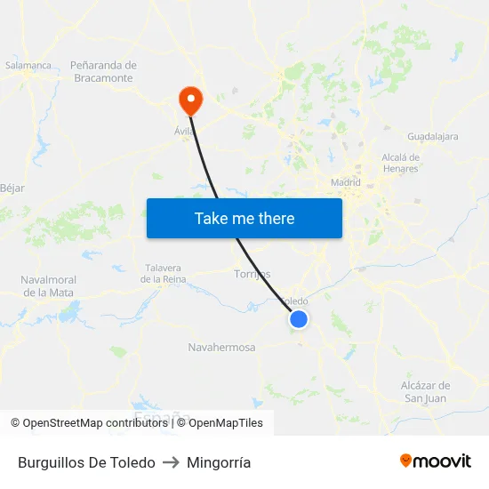 Burguillos De Toledo to Mingorría map