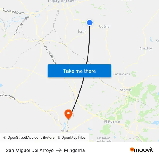 San Miguel Del Arroyo to Mingorría map