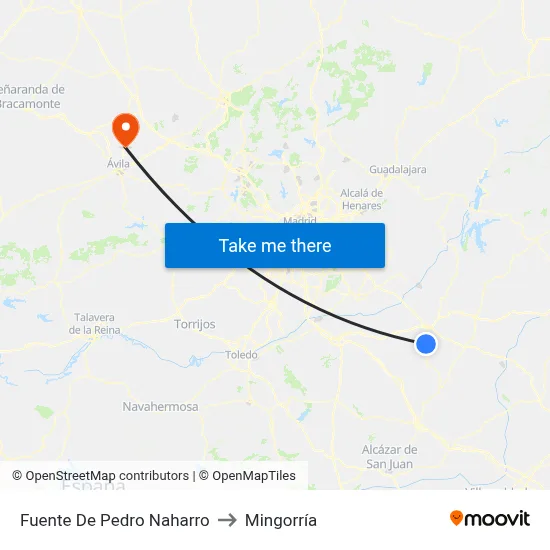Fuente De Pedro Naharro to Mingorría map