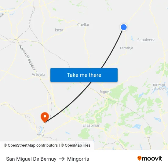San Miguel De Bernuy to Mingorría map