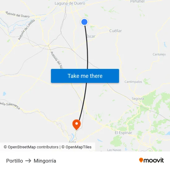 Portillo to Mingorría map