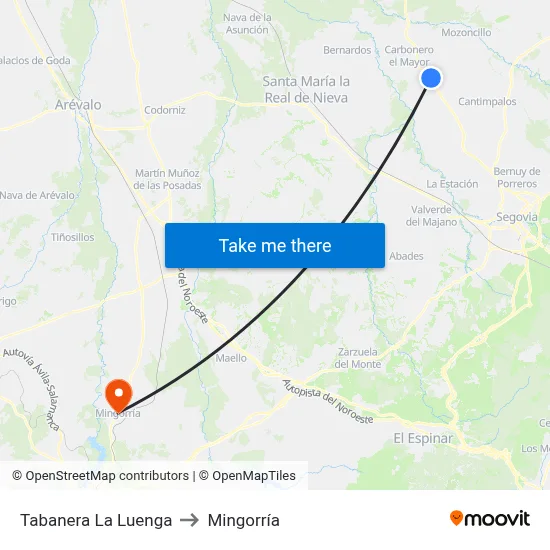 Tabanera La Luenga to Mingorría map
