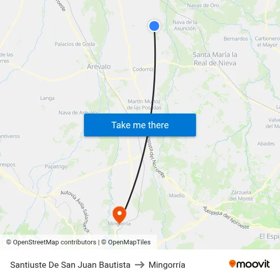 Santiuste De San Juan Bautista to Mingorría map
