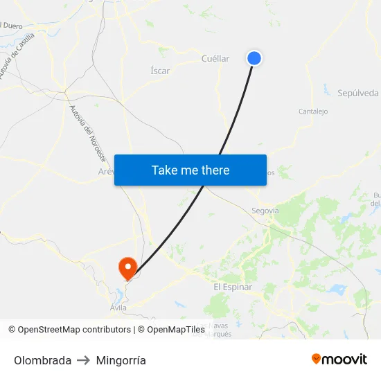 Olombrada to Mingorría map