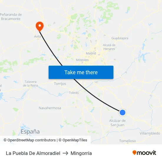 La Puebla De Almoradiel to Mingorría map