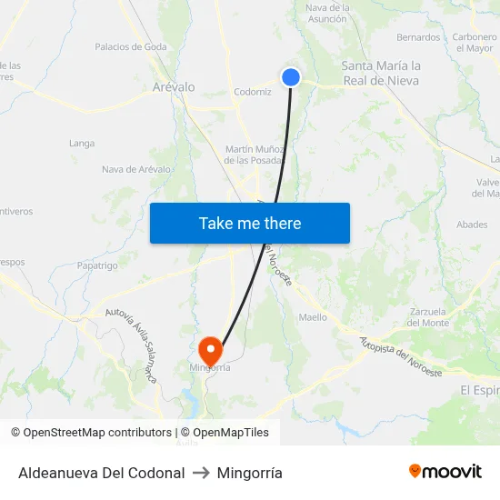 Aldeanueva Del Codonal to Mingorría map