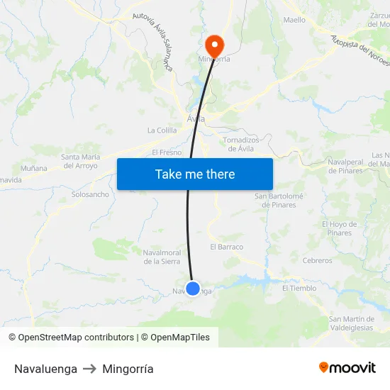 Navaluenga to Mingorría map
