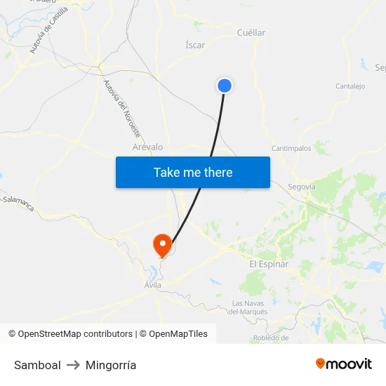 Samboal to Mingorría map