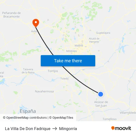 La Villa De Don Fadrique to Mingorría map