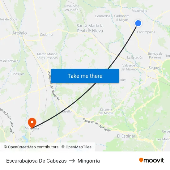 Escarabajosa De Cabezas to Mingorría map