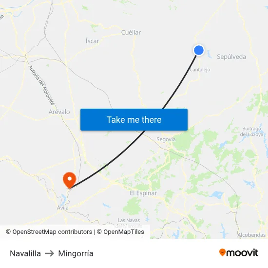 Navalilla to Mingorría map