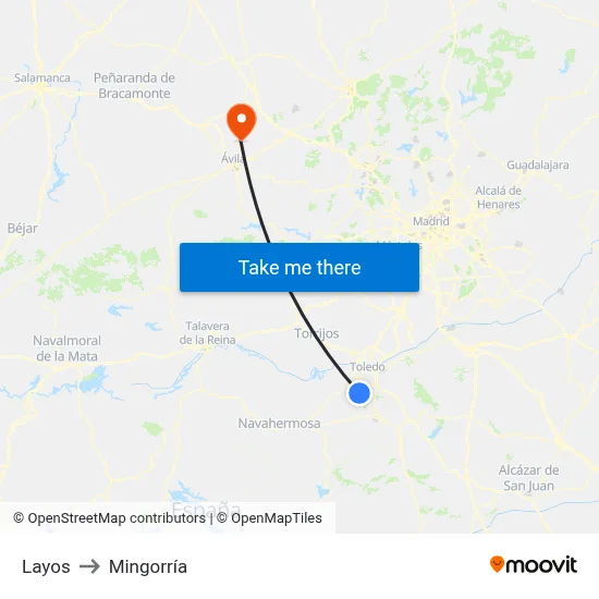 Layos to Mingorría map