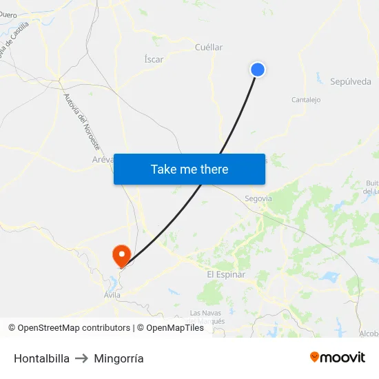 Hontalbilla to Mingorría map