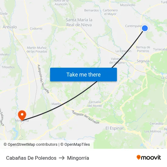 Cabañas De Polendos to Mingorría map