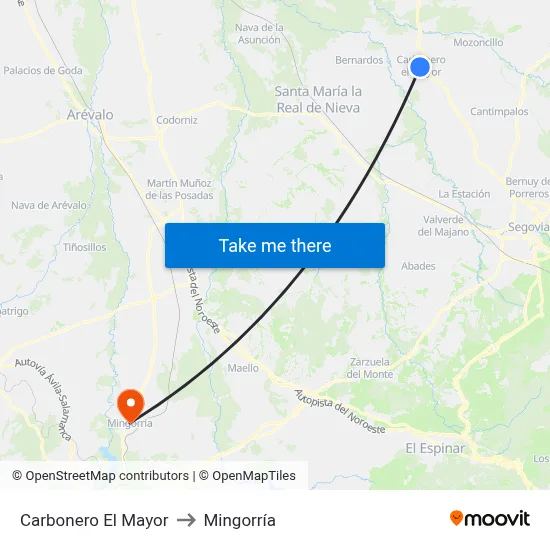 Carbonero El Mayor to Mingorría map
