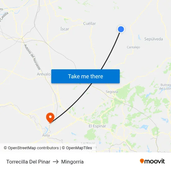 Torrecilla Del Pinar to Mingorría map