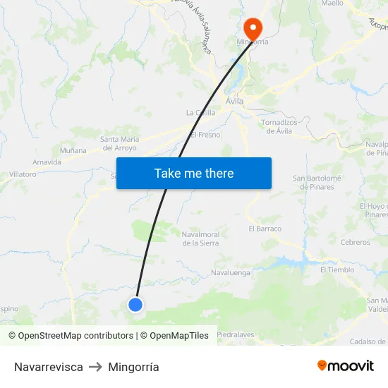 Navarrevisca to Mingorría map