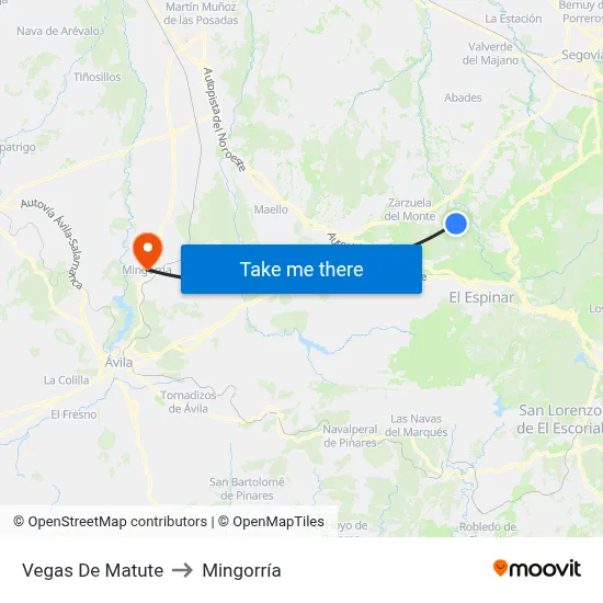 Vegas De Matute to Mingorría map