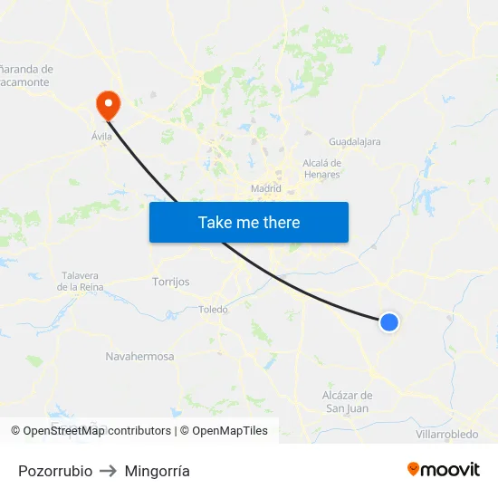 Pozorrubio to Mingorría map