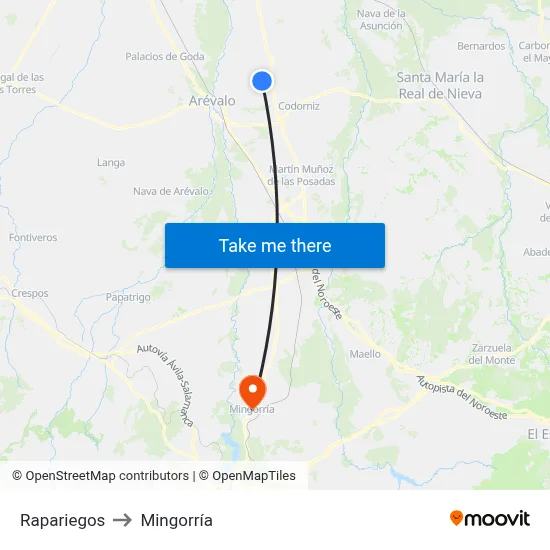 Rapariegos to Mingorría map