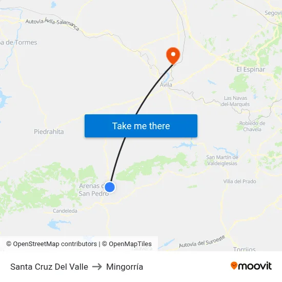 Santa Cruz Del Valle to Mingorría map