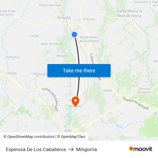Espinosa De Los Caballeros to Mingorría map