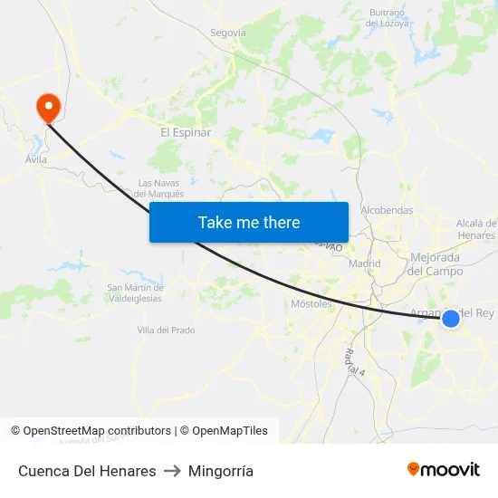 Cuenca Del Henares to Mingorría map