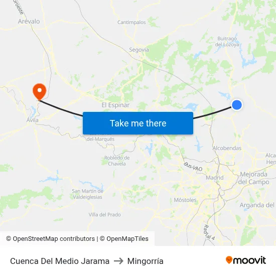 Cuenca Del Medio Jarama to Mingorría map