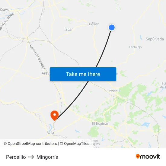 Perosillo to Mingorría map