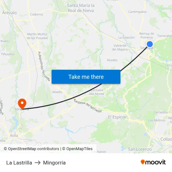 La Lastrilla to Mingorría map