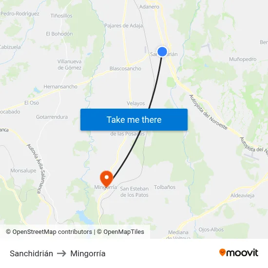 Sanchidrián to Mingorría map