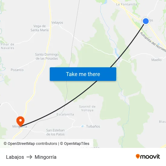 Labajos to Mingorría map