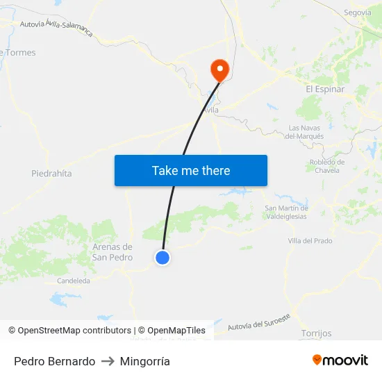 Pedro Bernardo to Mingorría map