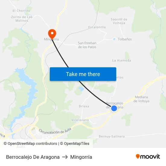 Berrocalejo De Aragona to Mingorría map