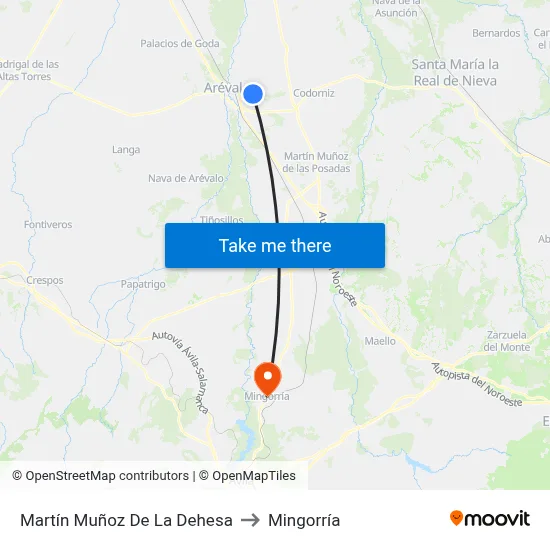 Martín Muñoz De La Dehesa to Mingorría map
