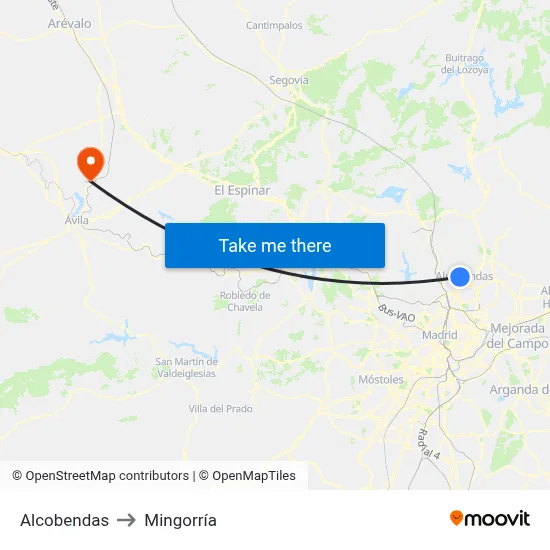 Alcobendas to Mingorría map
