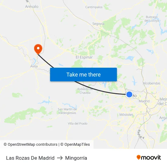 Las Rozas De Madrid to Mingorría map